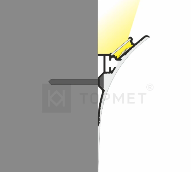 3m LED juostos profilis SMOOTH12 BC/Q9, neanoduotas aliuminis