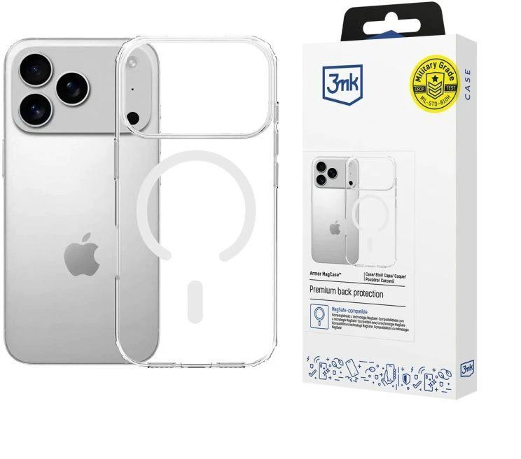 Dėklas 3Mk Apsauginis 3mk „Armor MagCase“, skirtas „iPhone 17 Pro“ – skaidrus