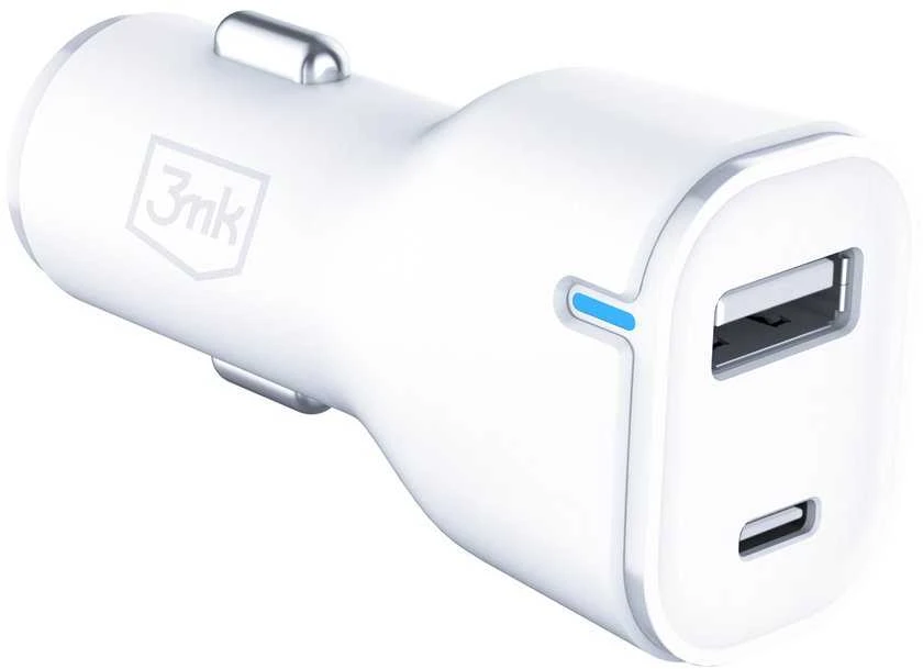 3Mk apsaugos priedai - 3mk automobilinis įkroviklis 20W PD3.0 QC 3.0 USB 1A1C Baltas MM