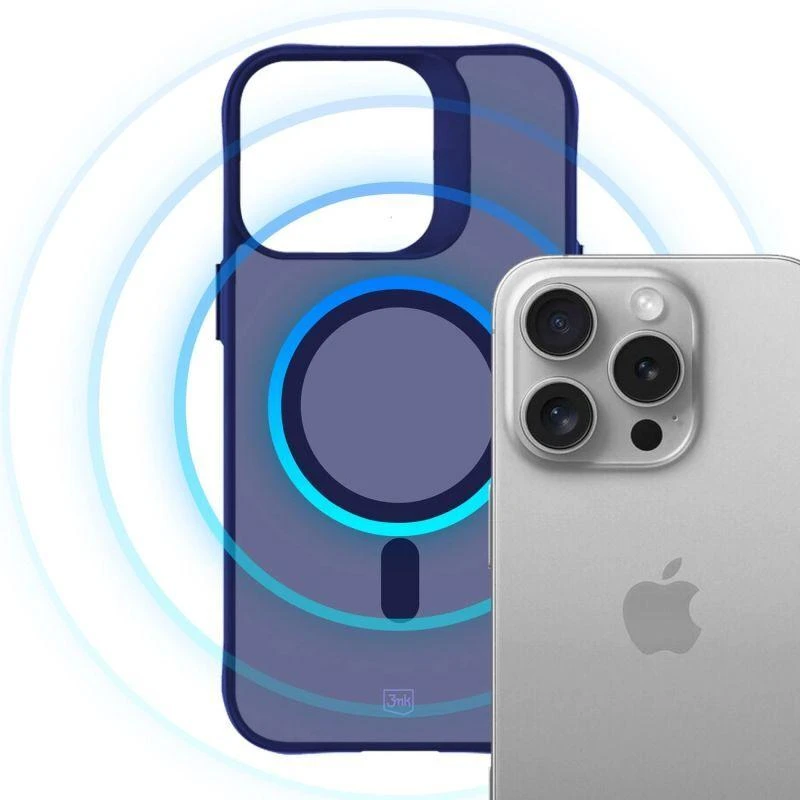 Dėklas 3Mk apsaugos 3mk dūminis „MagCase“, skirtas „iPhone 16 Pro“ – Mėlyna-permatomas