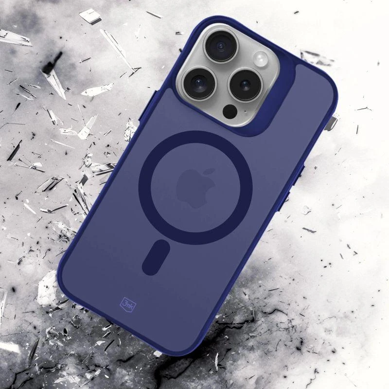 Dėklas 3Mk apsaugos 3mk dūminis „MagCase“, skirtas „iPhone 16 Pro“ – Mėlyna-permatomas
