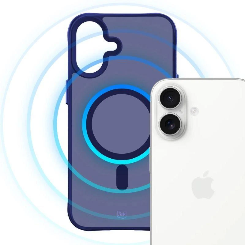Dėklas 3Mk apsaugos 3mk dūmų spalvos „MagCase“, skirtas „iPhone 16“ – „Mėlyna-Translucent“