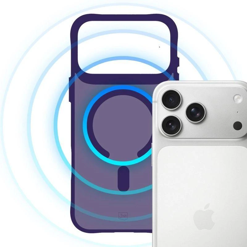 3Mk apsauginis 3mk dūminis „MagCase“ dėklas iPhone 17 Pro telefonui - violetinė-permatoma