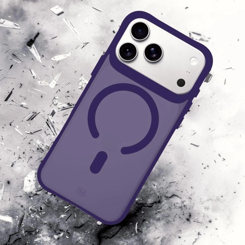 3Mk apsauginis 3mk dūminis „MagCase“ dėklas iPhone 17 Pro telefonui - violetinė-permatoma