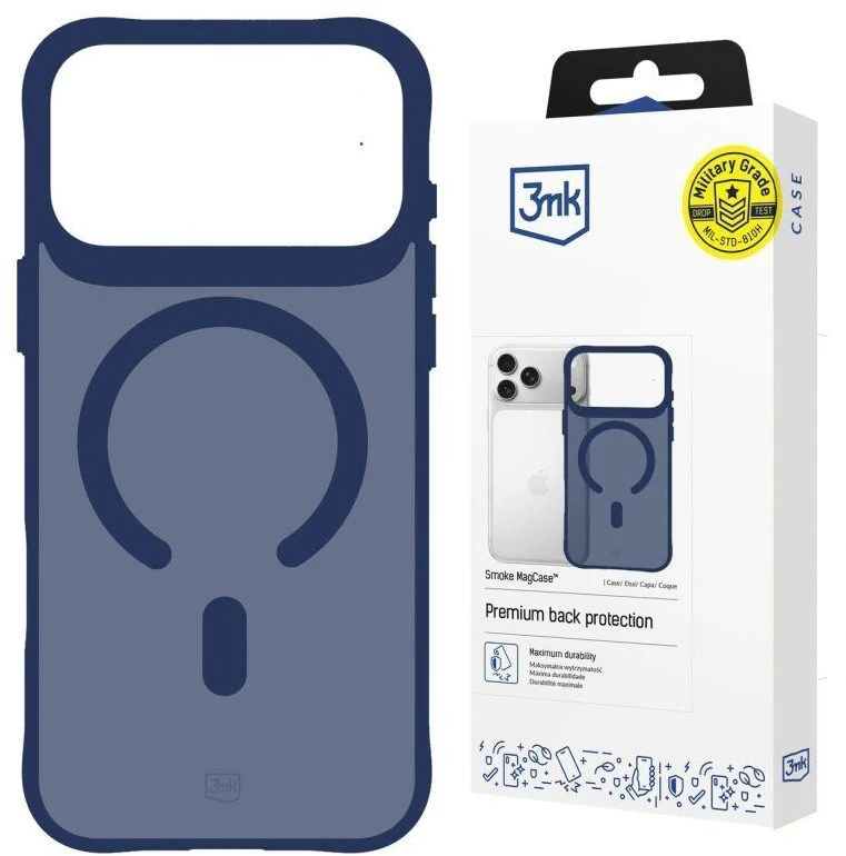 Dėklas 3Mk apsaugos 3mk dūminis „MagCase“, skirtas „iPhone 17 Pro“ – Mėlyna-permatomas