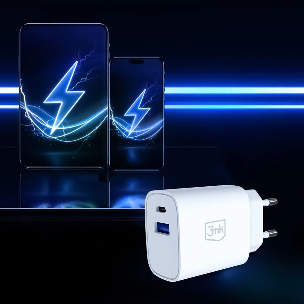 3Mk Protection 3mk FlowPower 30W 1A1C PD 3.0 QC4+ sieninis įkroviklis - Baltas