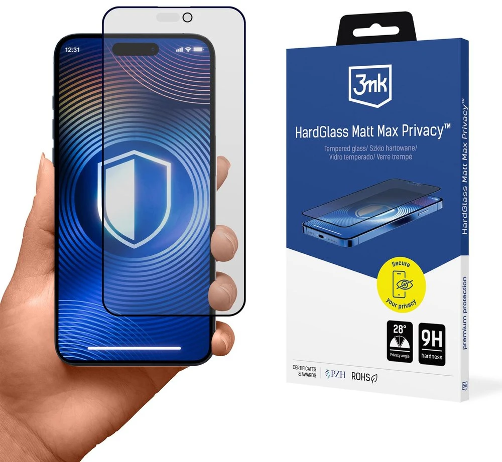 Prisodinimo stiklas 3MK HardGlass Matt Max Privacy sijonas Apple iPhone 17 Pro