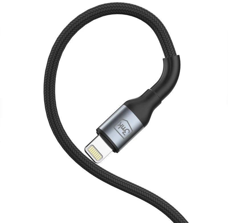 3Mk apsauga 3mk Hyper kabelis 3mk Hyper kabelis N serijos USB-A / Lightning 1m 5V/2.4A 12W / juodas