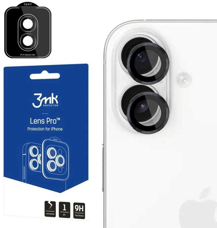 3Mk apsauga 3mk objektyvo apsaugos „Pro“ kameros stiklas iPhone 17 - Juodas