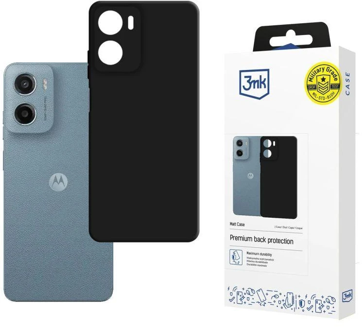 3Mk apsauginis 3mk matinis dėklas Motorola Moto G05 / E15 G4 - matinės juodos spalvos