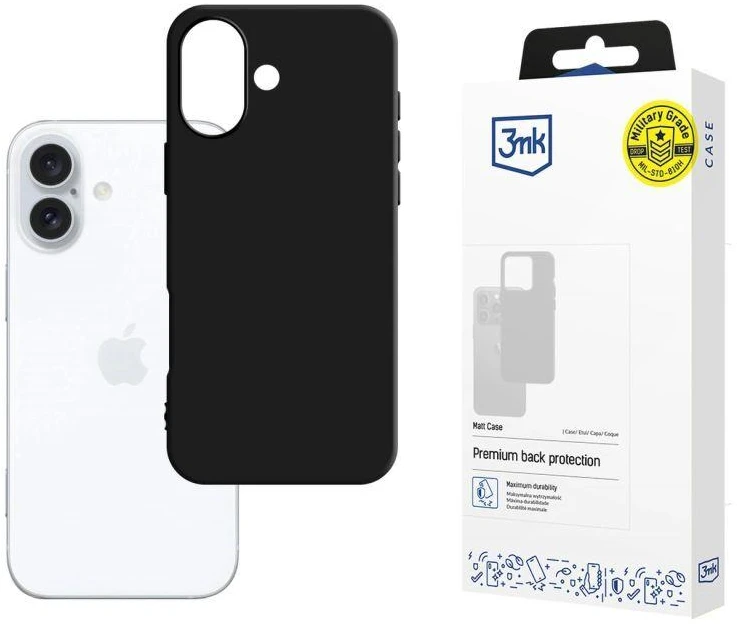 3MK Matt dėklas iPhone 16 6.1″ juodos spalvos