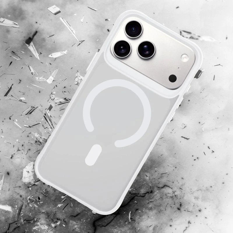 Dėklas 3Mk apsaugos 3mk dūminis „MagCase“, skirtas „iPhone 17 Pro“ – „Baltas-Translucent“