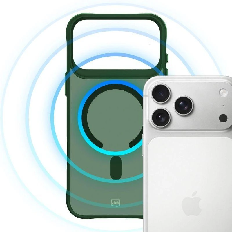 3Mk apsaugos 3mk dūminis „MagCase“ dėklas, skirtas „iPhone 17 Pro“ – Žalias-Translucent