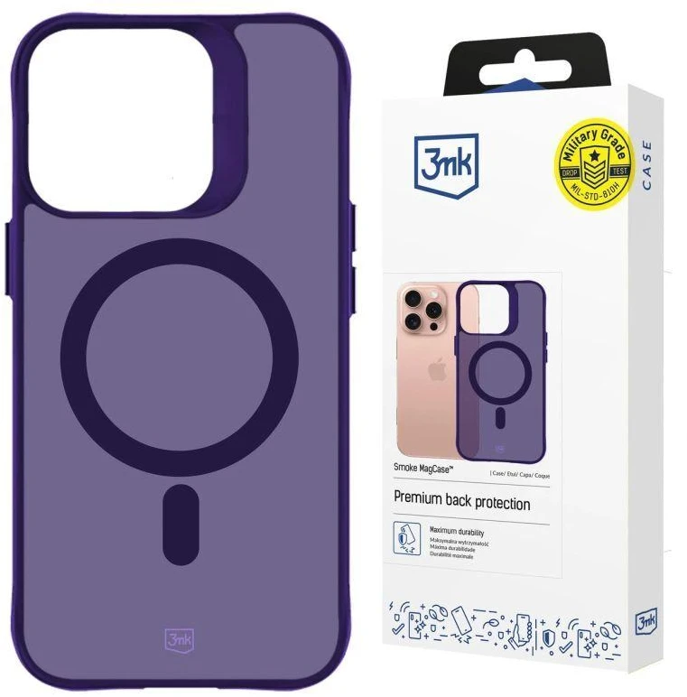 3Mk apsaugos 3mk dūminis „MagCase“ dėklas iPhone 16 Pro Max - Violetinė-Permatoma