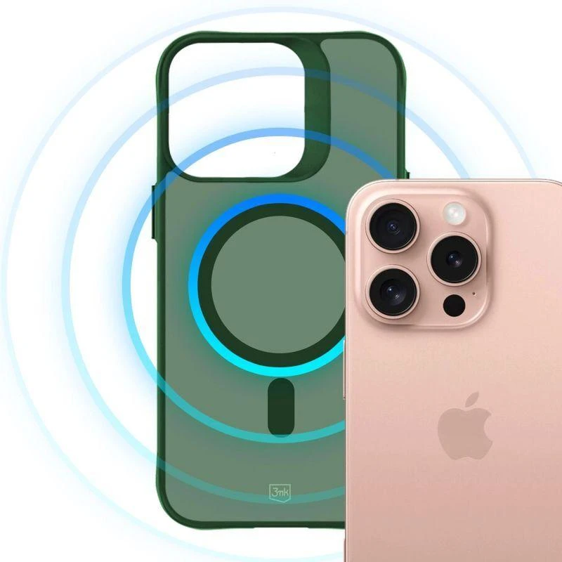 Dėklas 3Mk apsaugos 3mk dūminis „MagCase“, skirtas „iPhone 16 Pro Max“ - Žalias-permatomas