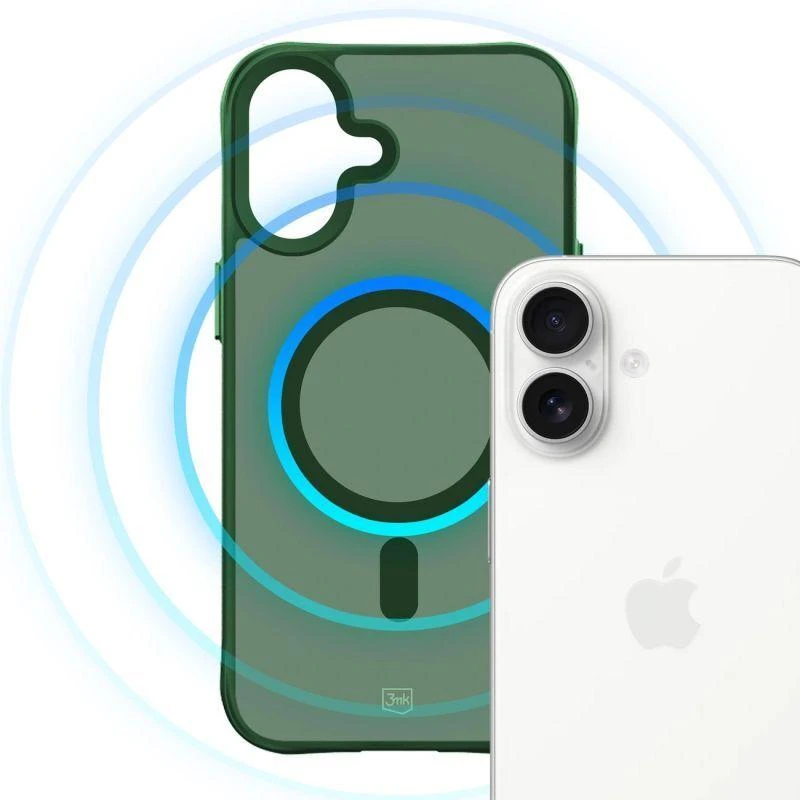 3Mk apsaugos 3mk dūminis „MagCase“ dėklas, skirtas iPhone 16 - Žalias-Translucent