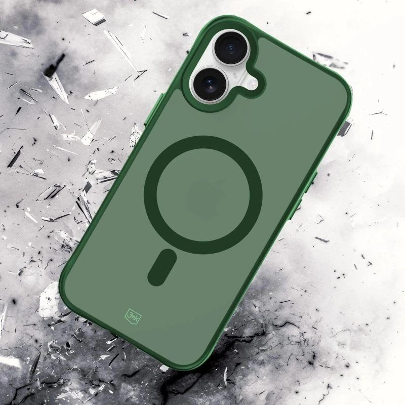 3Mk apsaugos 3mk dūminis „MagCase“ dėklas, skirtas iPhone 16 - Žalias-Translucent