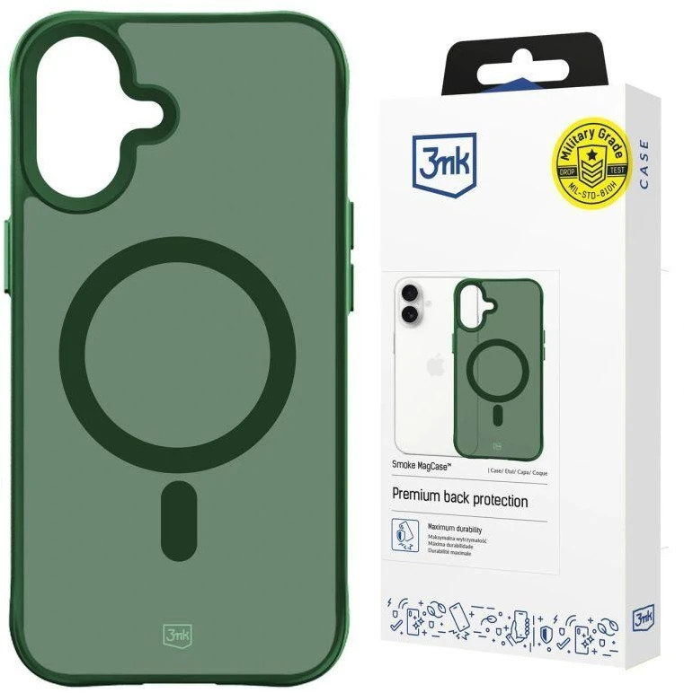 3Mk apsaugos 3mk dūminis „MagCase“ dėklas, skirtas iPhone 16 - Žalias-Translucent