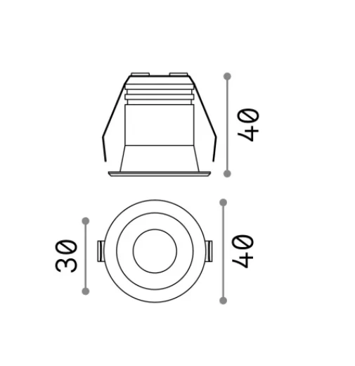 Ideal Lux 3W recessed lamp 1 light VIRUS, 3000K, transparent