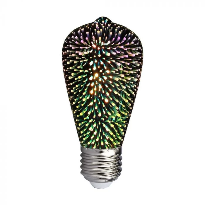 V-tac 3W LED 3D lemputė, ST64, E27, 3000K