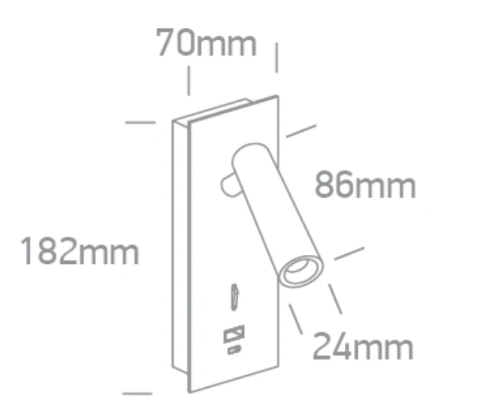 3W LED įleidžiamo montavimo sieninis šviestuvas- skaitymo lempa, juodas, 3000K, su USB A ir USB C jungtimis, 65746RA/B/W