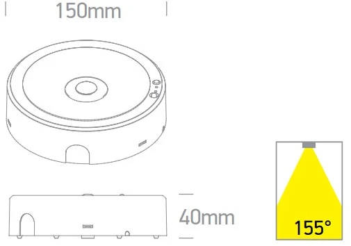 3W LED paviršinis avarinis šviestuvas, baltas, avariniu režimu gali veikti iki 3h, 89412/W