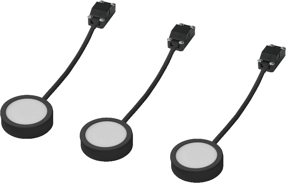 Lubinis šviestuvas 3W LED paviršinis šviestuvas SPOT PUCK, juodas, 3000K, 3vnt. komplekte