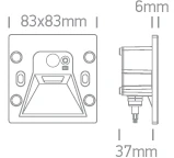 3W LED sieninis įleidžiamas vidaus/lauko šviestuvas, juodas, 2500/2800/3000/3500/4000K, IP65, 68000B/B/V