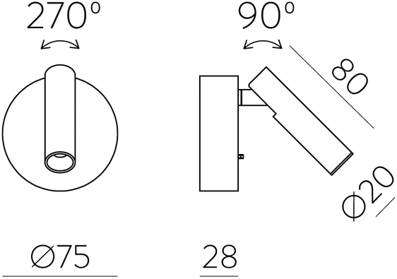 3W LED sieninis šviestuvas ATRIA MINI, bronzos sp., 3000K, A3925100BR