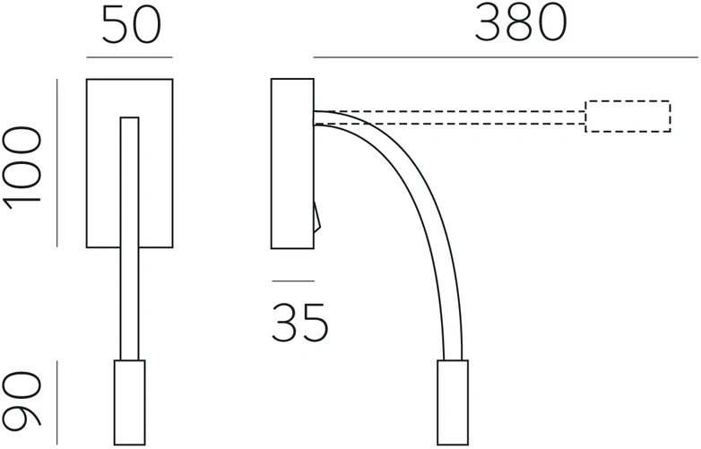 3W LED sieninis šviestuvas CIO, juodas, 3000K, A3239101N