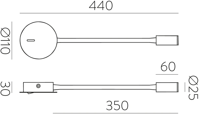 3W LED sieninis šviestuvas LYON, baltas, 3000K, A3699101B