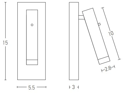 3W LED sieninis šviestuvas, žalvario sp., 3000K, H68