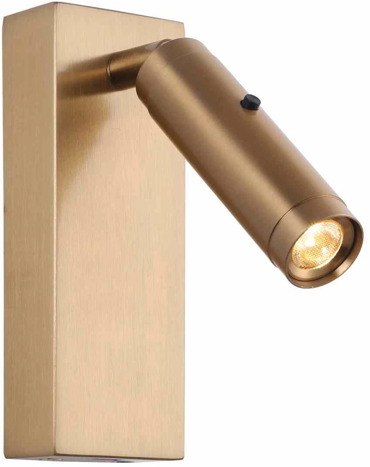 3W LED sieninis šviestuvas, žalvario sp., 3000K, H68