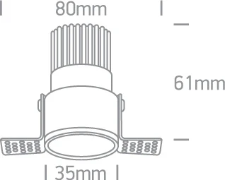3W LED užglaistomas šviestuvas, juodas, 3000/3500/4000K, 10103BTR/B/V