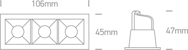 3x2W LED įleidžiamas šviestuvas, baltas, 3000K, 50302B/W/W