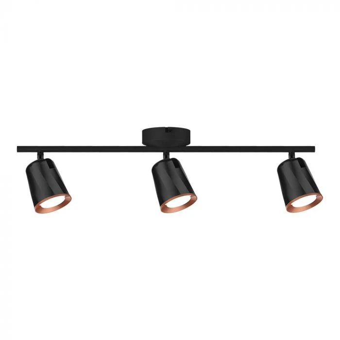Lubinis šviestuvas V-tac 3x5W LED paviršinis šviestuvas, juodas, 3000K