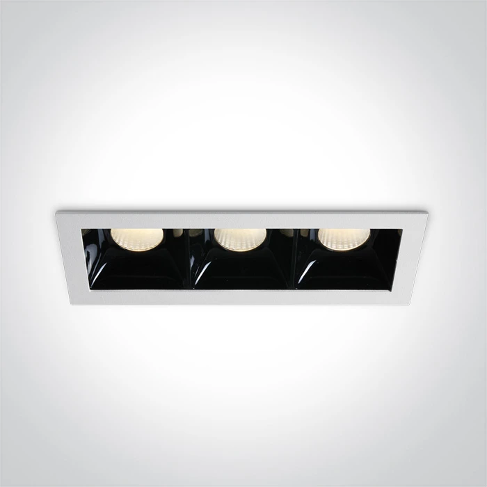 3x6,5W LED įleidžiamas šviestuvas, baltas, 3000K, 50307B/W/W