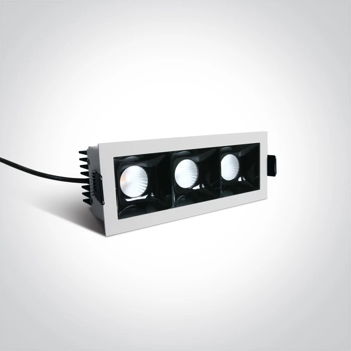 3x6,5W LED įleidžiamas šviestuvas, baltas, 3000K, 50307B/W/W