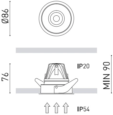 4 / 6,6W LED įleidžiamas šviestuvas BUDDY FLOOD, baltas, 3000K, IP54, 54°
