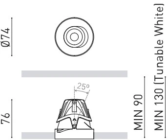 4 / 6,6W LED užglaistomas šviestuvas BUDDY TILT TRIMLESS FLOOD, baltas, 3000K, 54°