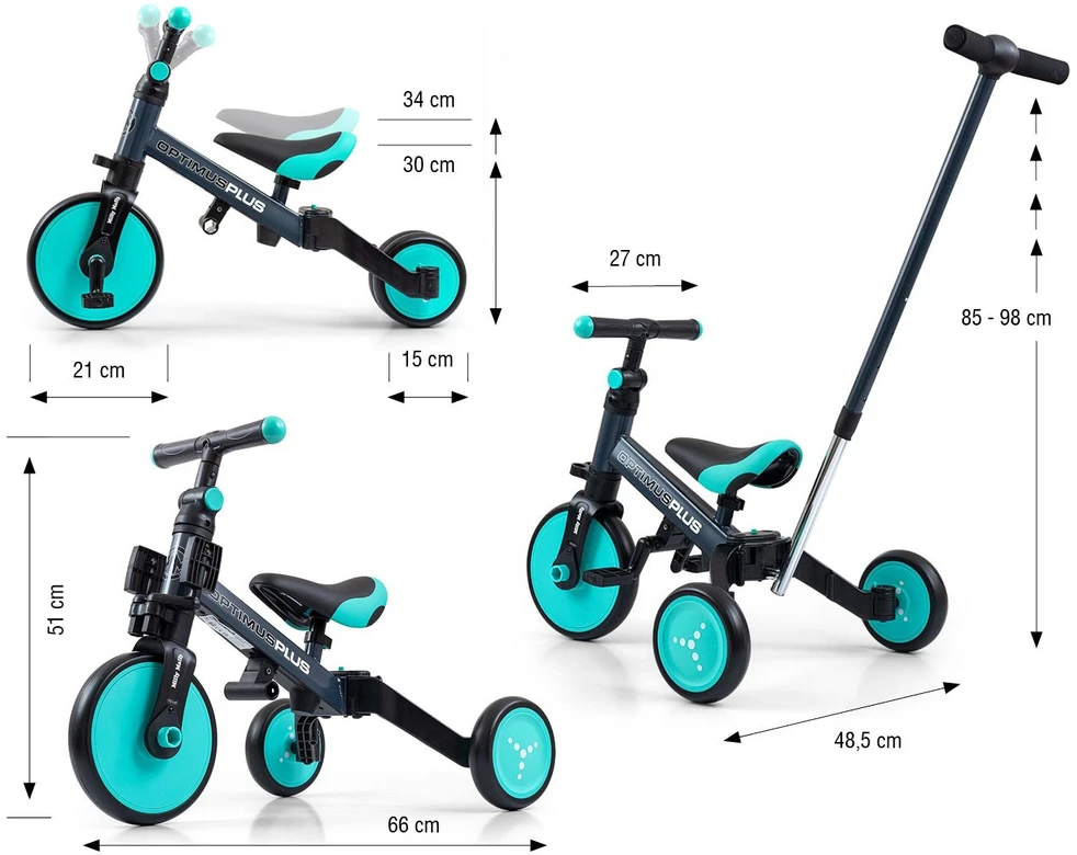 4 viename OPTIMUS Plus balansinis dviratukas