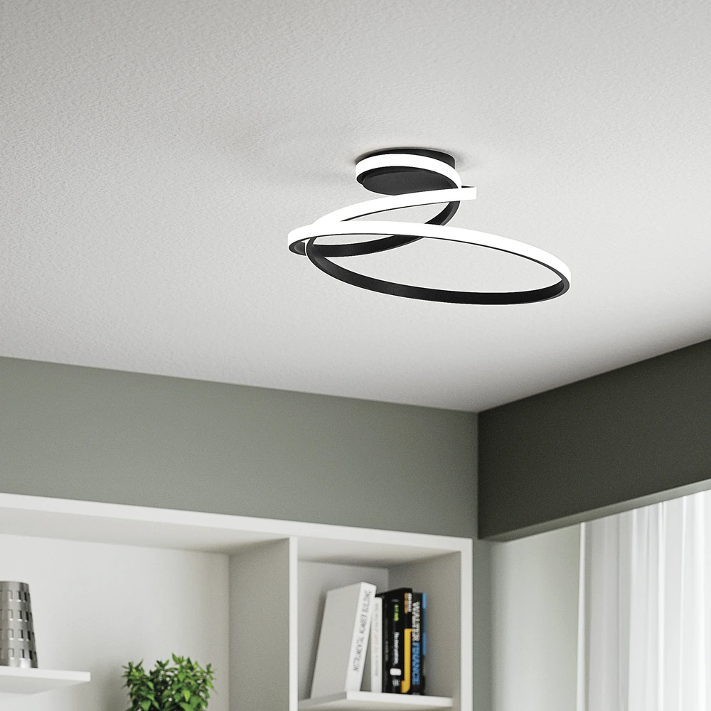 40W LED lubinis šviestuvas COASTER, juodas, CCT