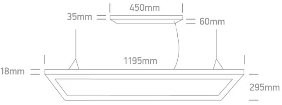 40W LED pakabinama panelė, 120x30cm, balta, 3000/4000/5700K, šviečia į viršų ir į apačią, 38012A/W/V