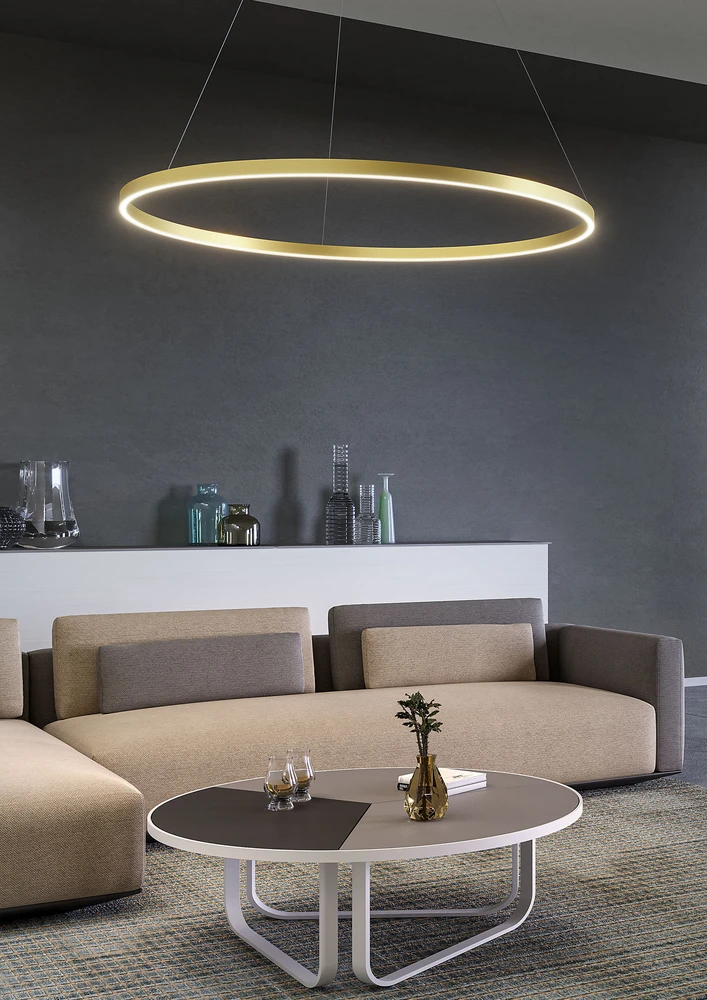 40W LED pakabinamas šviestuvas FEBE, matinės aukso sp., 4000K, dimeriuojamas, 01-2902