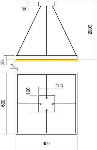40W LED pakabinamas šviestuvas FEBE, matinės aukso sp., 3000K, dimeriuojamas, 01-2901