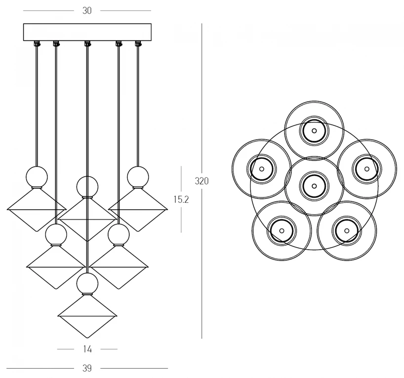 40W LED pakabinamas šviestuvas, rausvos/mėlynos/žalsvos/žalvario sp., 3000K, dimeriuojamas, 25102