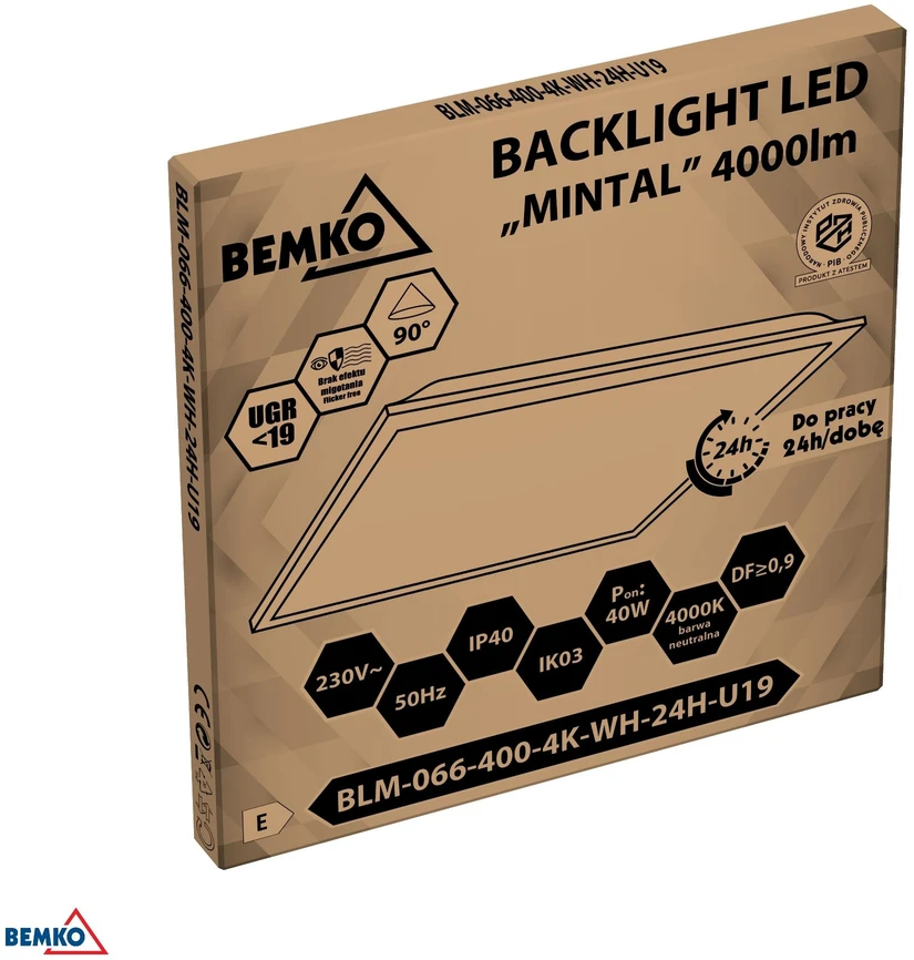 40W LED panelė, balta, 4000K, IP40, 60x60cm
