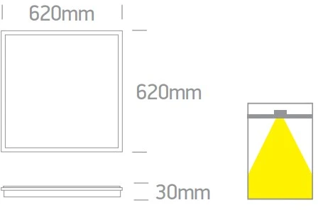 40W LED panelė, balta, 620x620mm, 3000/4000/6000K, 50140BAU/W/V
