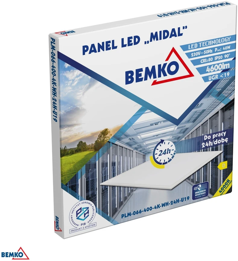 40W LED panelė MIDAL, balta, 4000K, IP20, 90°, 60x60cm
