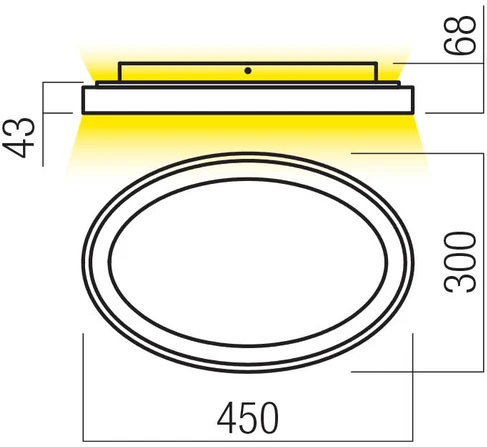 Lubinis šviestuvas 40W LED paviršinis šviestuvas NOBU, juodas, 3000/4000K, dimeriuojamas, 01-3805